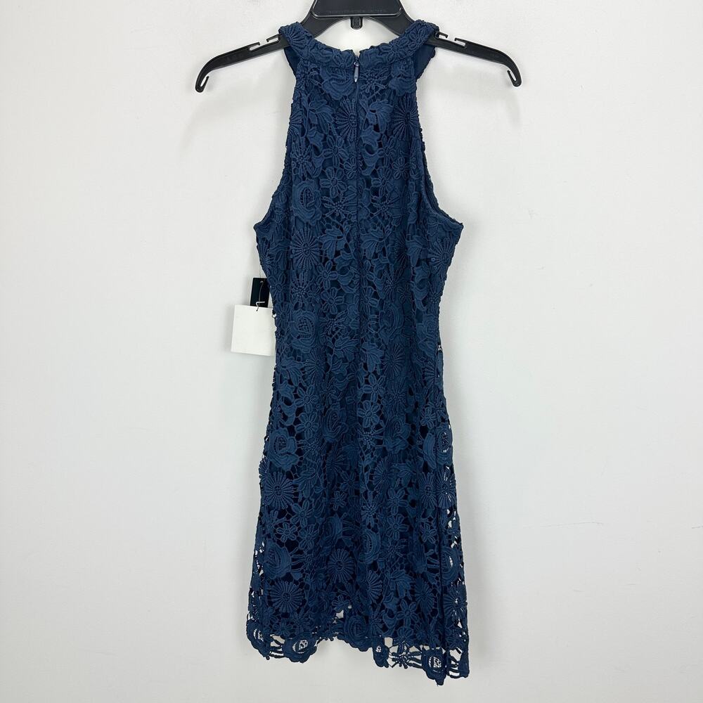 Lulus Love Poem Navy Blue Lace Mini Dress Party Cocktail Romantic Medium NWT - Picture 6 of 12